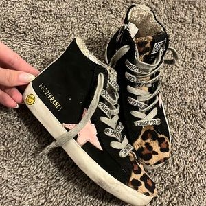 Cheetah golden goose sneakers